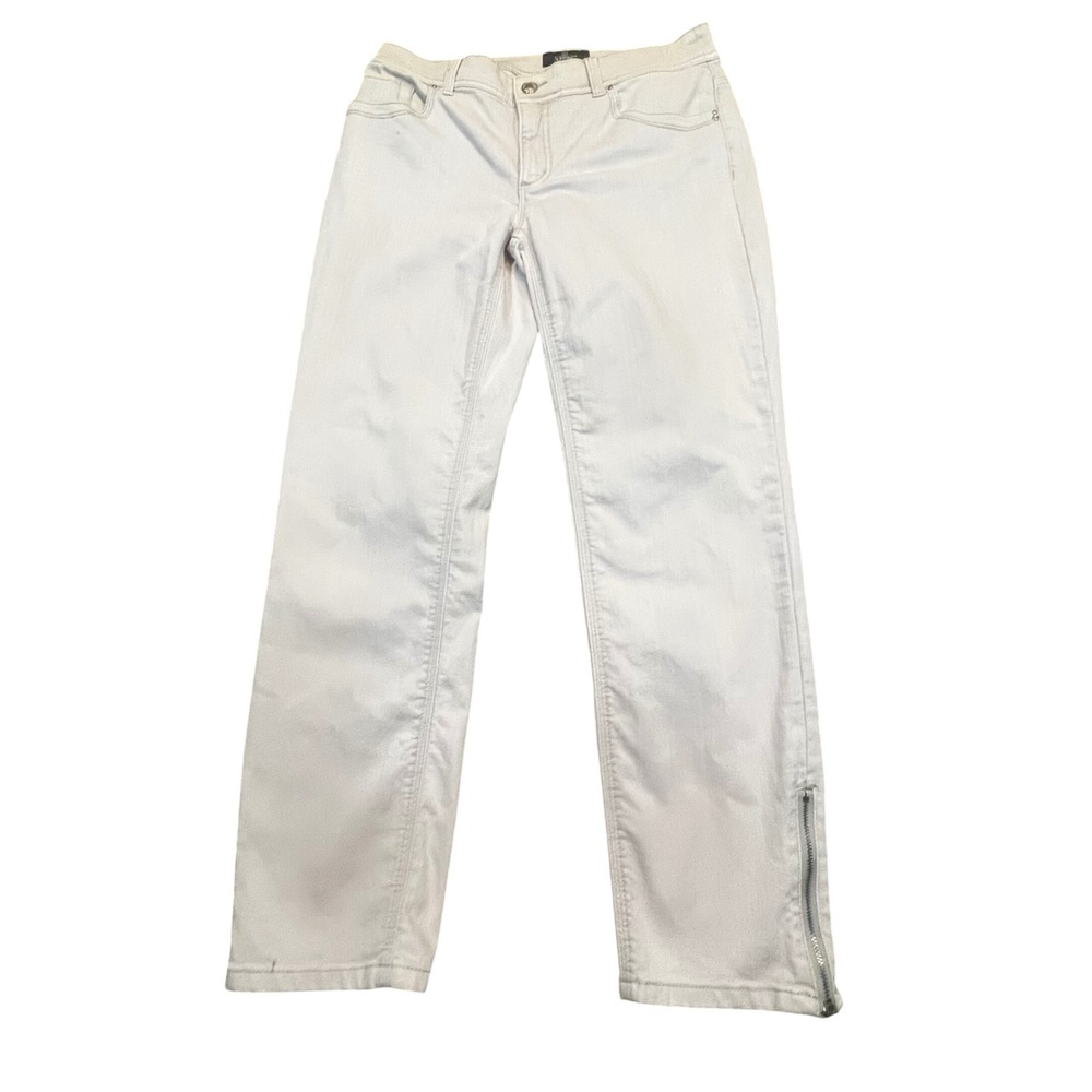 Chicos So Slimming Straight Leg Pants Beige Ankle Zip Size‎ 0.5 US 6 Small